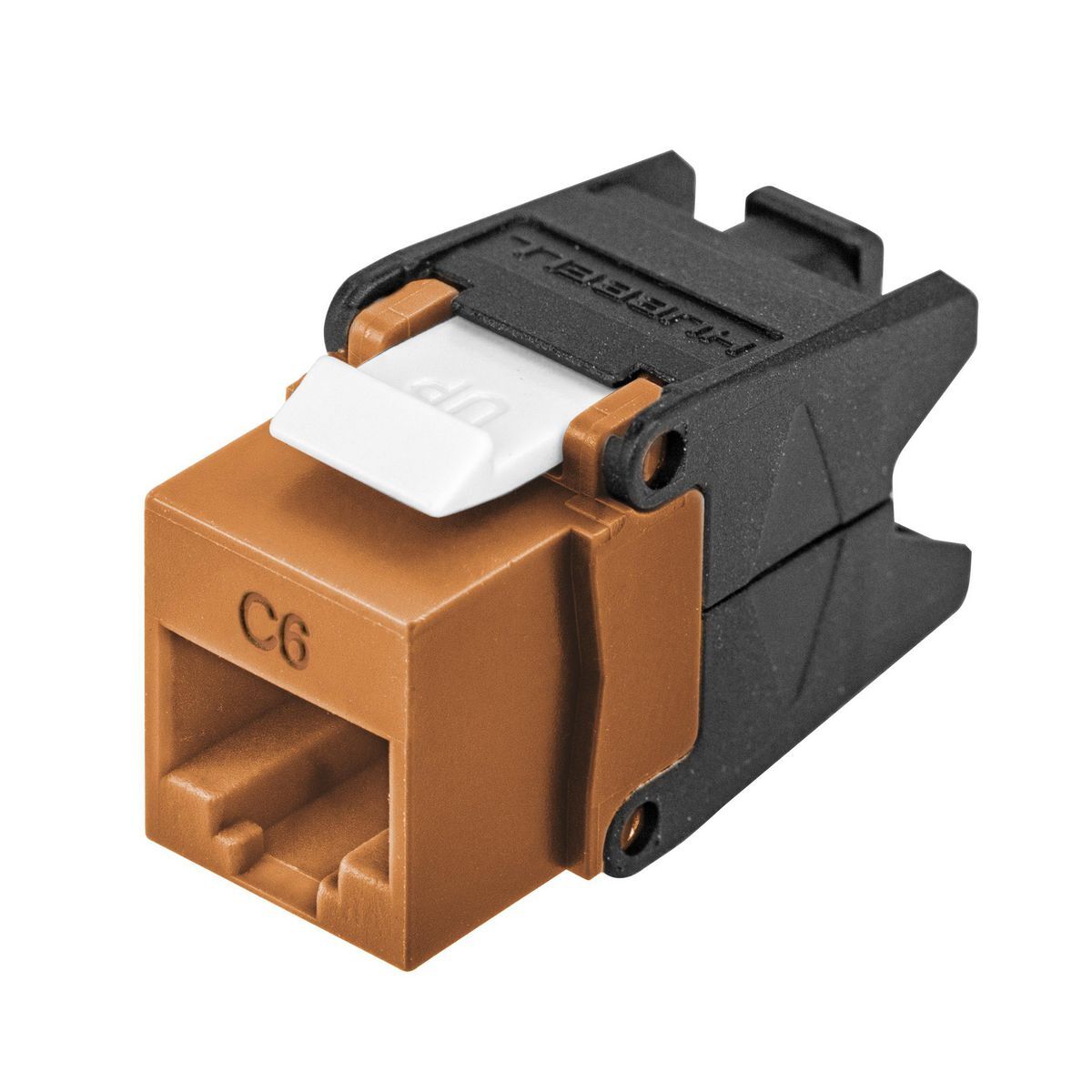 HJU6OR24 Cat 6 UTP Cobra-Lock Modular Jack, Cat 6 RJ-45 Module, Snap-Fit Mounting, (1) Ports, Thermoplastic, Orange
