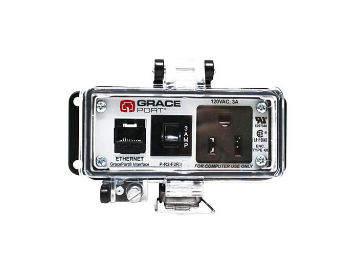 P-R2-F2R3 Connector, Simplex Outlet, Bulkhead/Panel Mount, 120 VAC/RJ45 Configuration