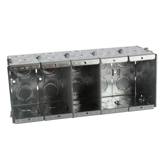 GW-535-G Steel City Gangable Masonry Box, Steel, 111.7 cu-in Capacity, 5 Gangs, 1 Outlets, 24 Knockouts