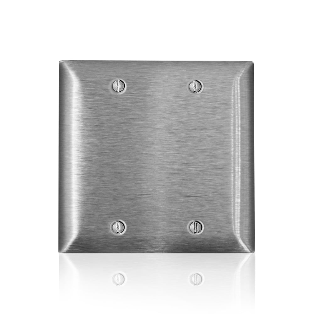SL23 C Series Magnetic Standard Wall Plate, 2 Gangs, 4.6 in W x 4.54 in H, 430 Stainless Steel, Silver