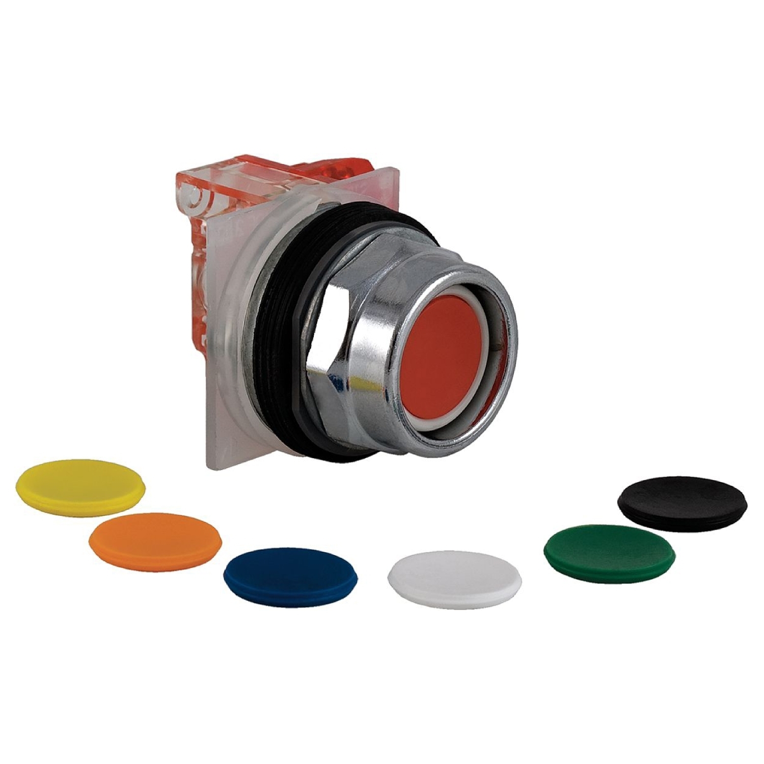 9001KR2UH13 Harmony Heavy Duty Mechanically Interlocked Non-Illuminated Type K Unmarked Pushbutton With Extended Guard, 30 mm, 45 mm, 48 mm, 56 mm, 1NO-1NC Contact, Slow Break Contact