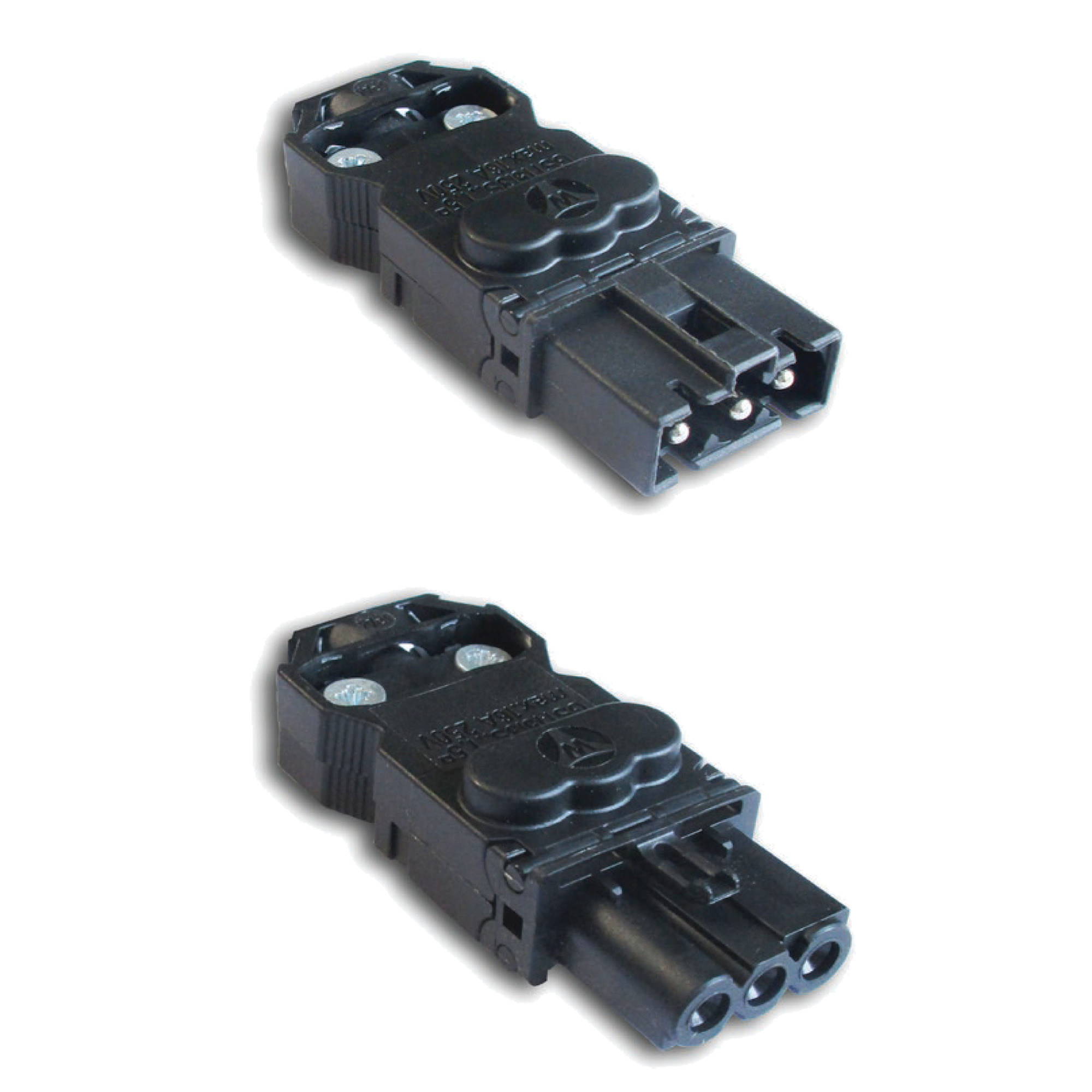 ELCN1 Female and Male AC Connector With Screw Connection Strain Relief, For Use With EL LED Enclosure Light, 250 A, 16 V, 2.17 to 3.54 in Cable, Femal and Male AC Connector, Polyamide, Black