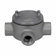 GUAW26 Condulet Type TA Shape W Conduit Outlet Box With Cover, 3/4 in, 3 in Cover Opening, 13.5 cu-in Capacity, Aluminum Acrylic Painted/Electro-Galvanized
