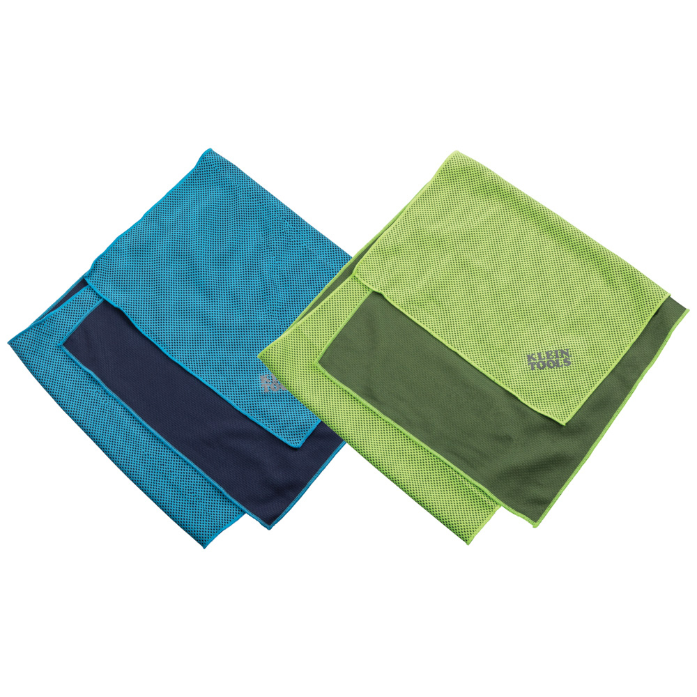 60183 Mesh Cooling Towel, 39 in L x 9-1/2 in W x 1/16 in H, Blue/Lime/Navy/Olive, Polyamide/Polyester