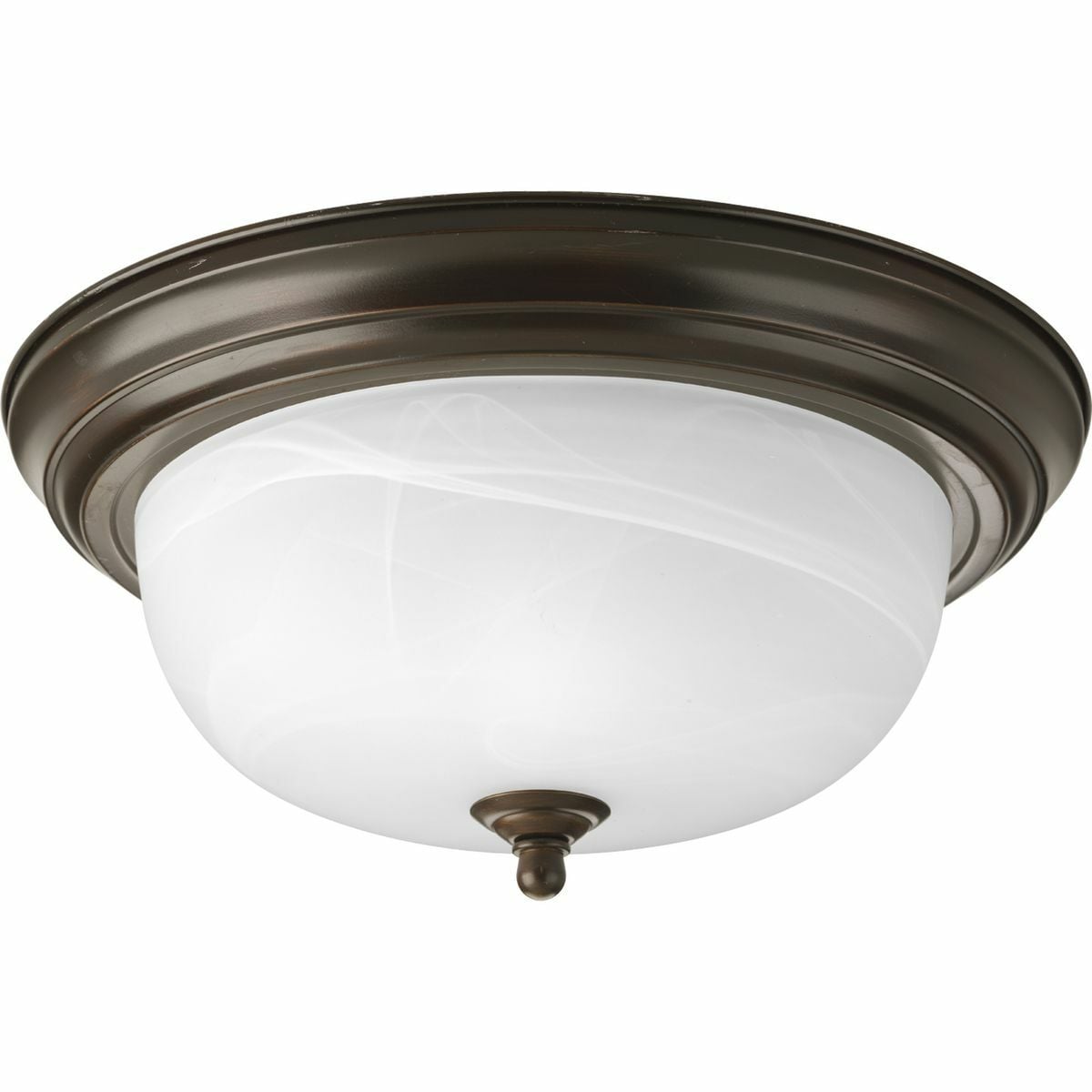 P3925-20 Melon Close-to-Ceiling Fixture, (2) A19 Lamp, 120 V AC, Antique Bronze/Brown Painted Housing