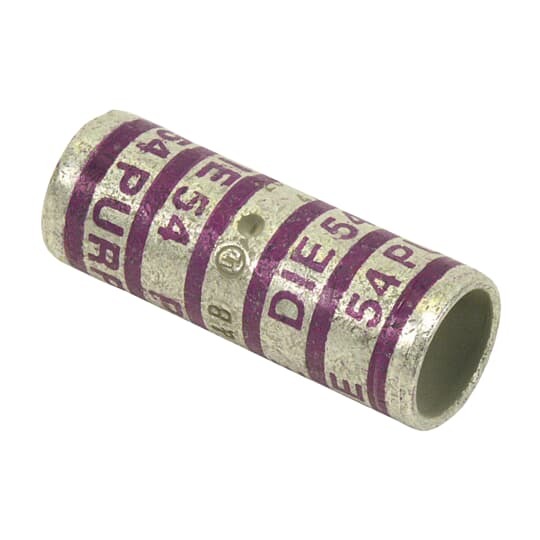 54512 Color-Keyed 2-Way Standard Barrel Splice Connector, 4/0 AWG Copper Conductor, Die Code: 54, 1.88 in L, Copper