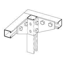 B428ZN Gusseted Corner Connection, 8 Holes, 5-3/4 in L x 5-3/4 in W, Strip Steel