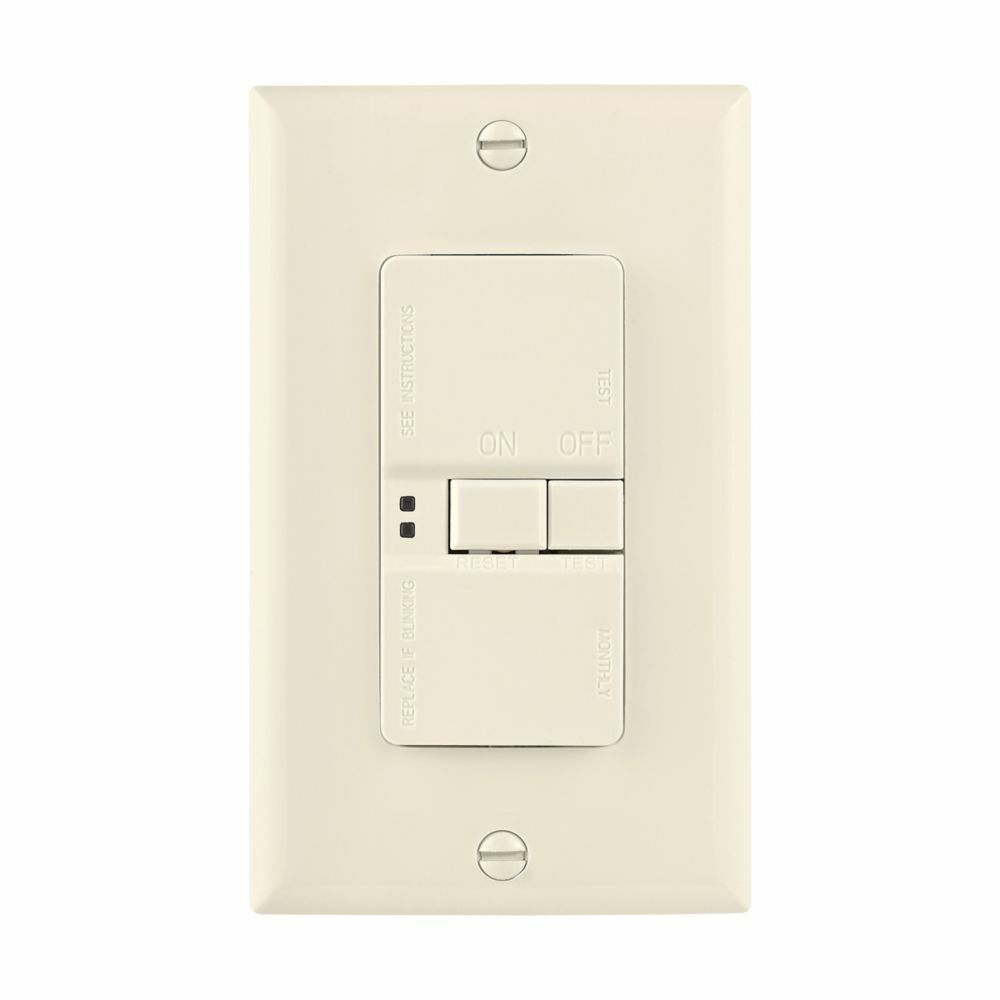 Eaton Blankface GFCI,Self-test,#14 - 10 AWG,20A,Residential,Commercial,Flush,125 V,GFCI,Back and side wire,Light almond,Brass,Blankface,Thermoplastic,Two-pole,Three-wire,Two-pole, three-wire, grounding