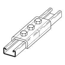B168ZN 3-Hole Splice Clevis, 5-3/8 in L x 1/4 in THK, For Use With B52 Channel, Steel