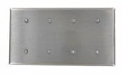84057-40 Standard Size Blank Wall Plate, 4 Gangs, 8.19 in W x 4.5 in H, 302 Stainless Steel