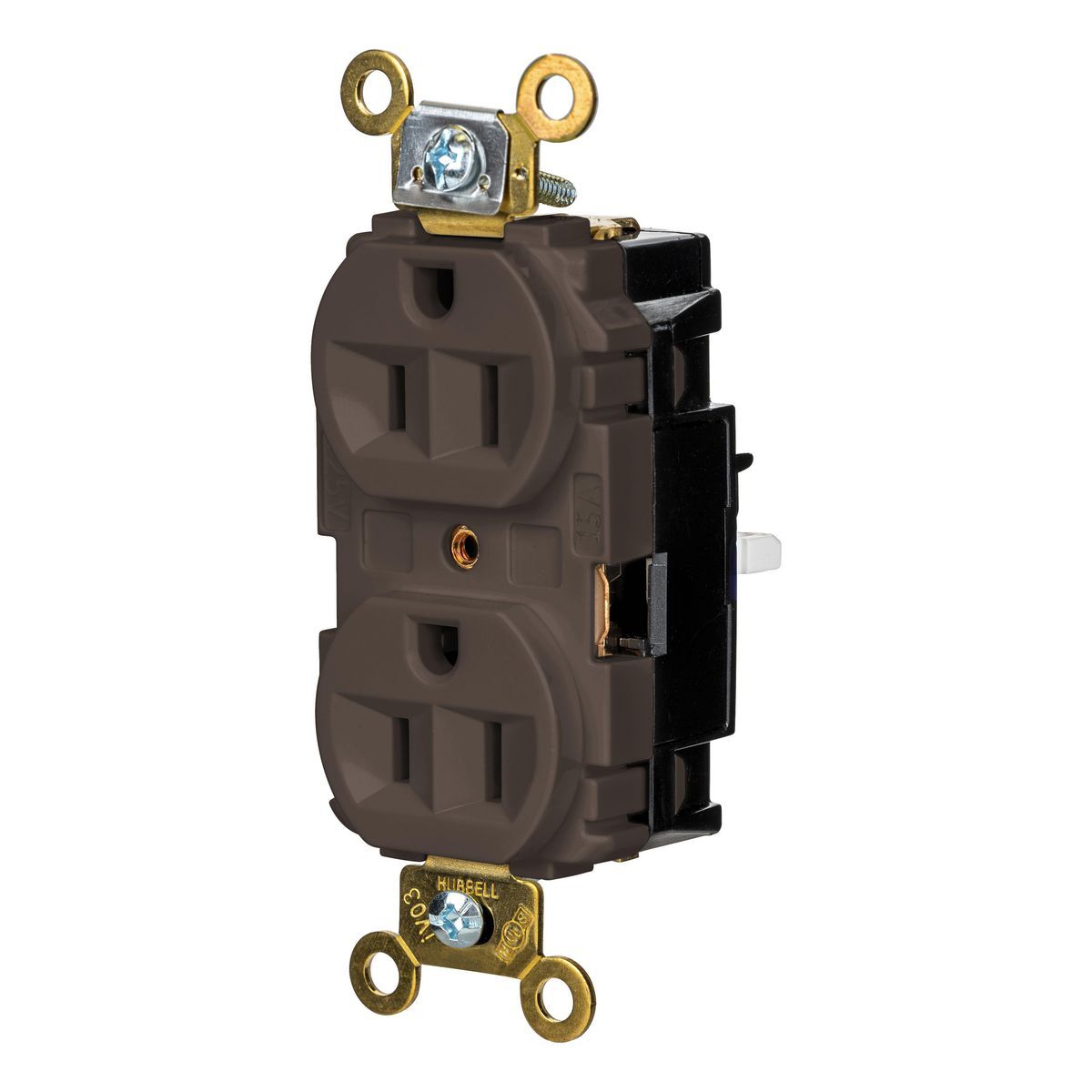 HBL5262ST EdgeConnect Straight Blade Receptacle, 125 V, 15 A, 2 Poles, 3 Wires, Brown