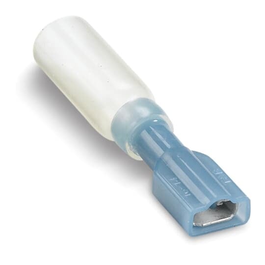 RBS14-250AX Sta-Kon Female Disconnect, 16 to 14 AWG Conductor, 0.25 in W x 0.032 in THK Tab, Brazed Seam Barrel, Brass, Blue, Fully Insulated