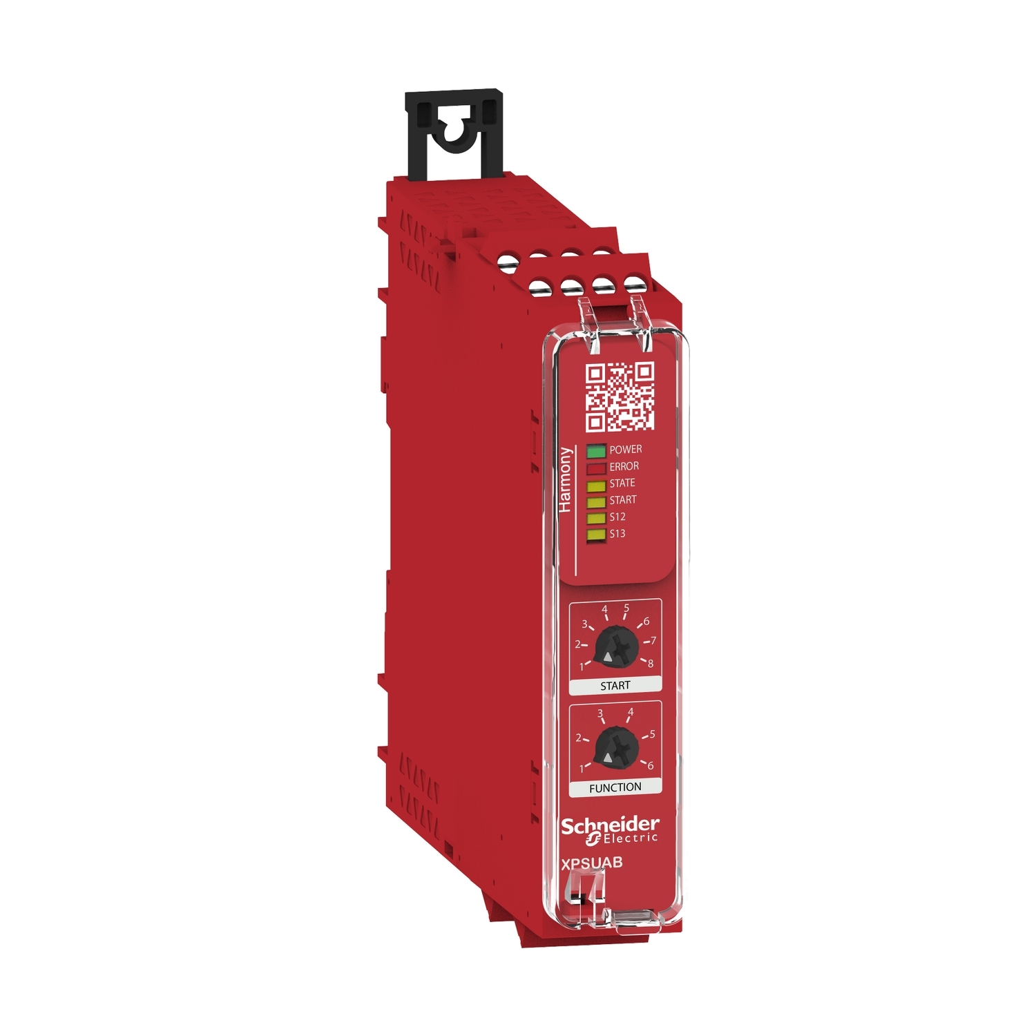 XPSUAB11CP Preventa Safety Module, 0.89 in W x 4.61 in D x 4.3 in H, 24 V AC/DC, 3 A, 1NO-1NC Contact