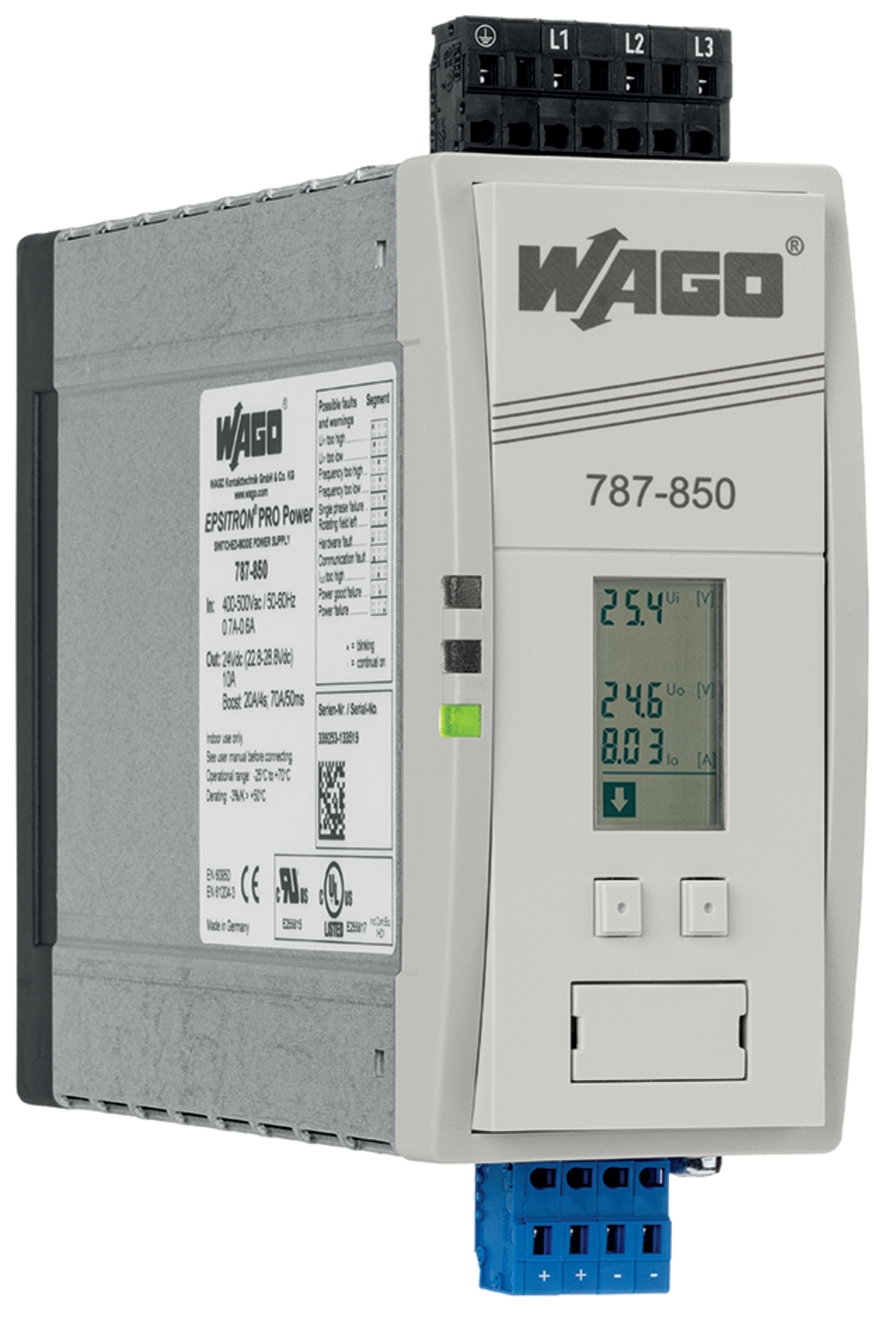 787-850 3-Phase, 780 V Input, 24 V DC Output, DIN Rail Mount