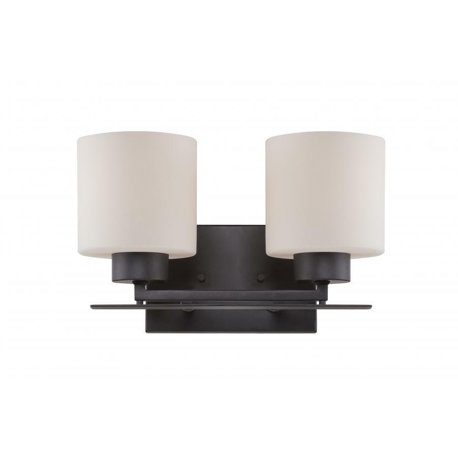 60-5302 Nuvo Parallel Transitional Vanity Light Fixture, (2) A19 Lamp, 120 V AC, Aged Bronze Housing