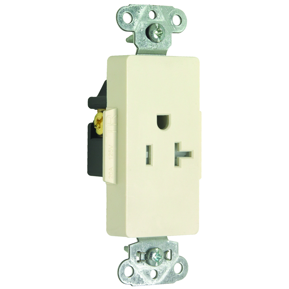TR26361LA 20 Amp 125V Spec-Grade Decorator Duplex Receptacle, Back and Side Wire, Light Almond