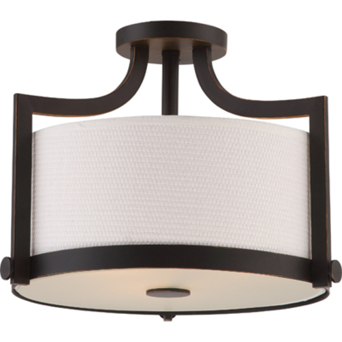 60-5888 Nuvo Meadow Non-Dimmable Semi-Flush Fixture, (3) A19 Lamp, 120 VAC, Russet Bronze Housing