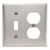 84005 Standard Size Combination Wall Plate, 2 Gangs, 4.56 in W x 4.5 in H, 430 Stainless Steel