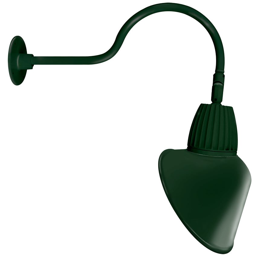 GN1LED26NACG LGOOSE Flood Gooseneck Decorative Fixture With GOOSE1G 24 in Goose Arm Style 1, 28 W Fixture, 120/208/240/277 V AC, Hunter Green Housing
