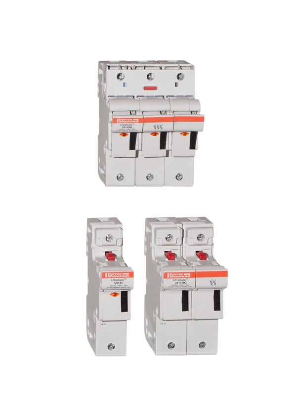 K331140 UltraSafe US14 Modular Fuse Holder, 750 V AC/DC, 50 A, 14 to 2/0 AWG Wire, 2 Poles