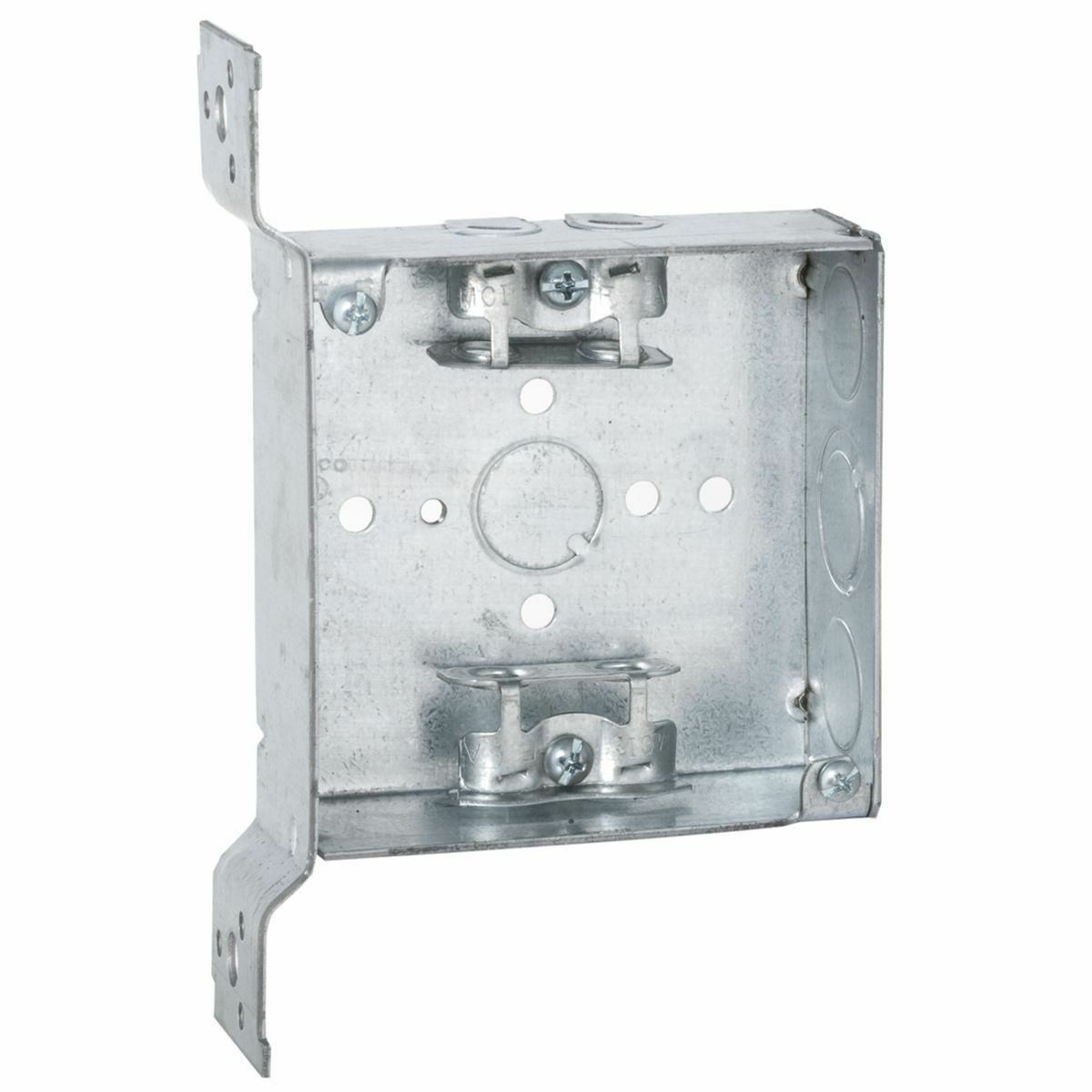 218 Square Box, Steel, 21 cu-in Capacity, (8) Knockouts, 4 in H x 4 in W x 1-1/2 in D