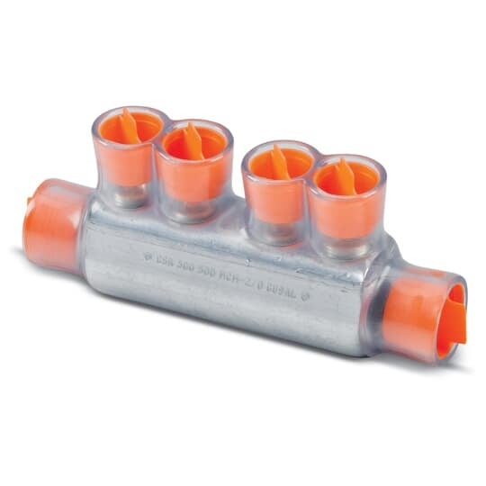 CSR-500 Homac 1-Way 2-Outlet Encapsulated Threaded Mount Multi-Tap Splice Connector, Aluminum/Copper Conductor, 2/0 AWG to 500 kcmil Run/Main, Aluminum