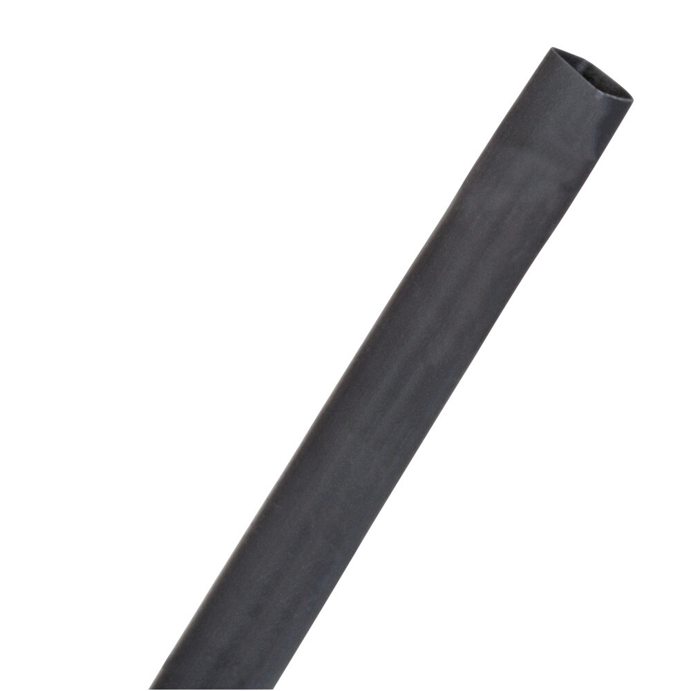 7100030655 Thin Wall Heat Shrink Tube, 3/8 in ID Expanded, 0.187 in ID Recovered, 0.025 in THK Wall Recovered, 100 ft L, Polyolefin, Black