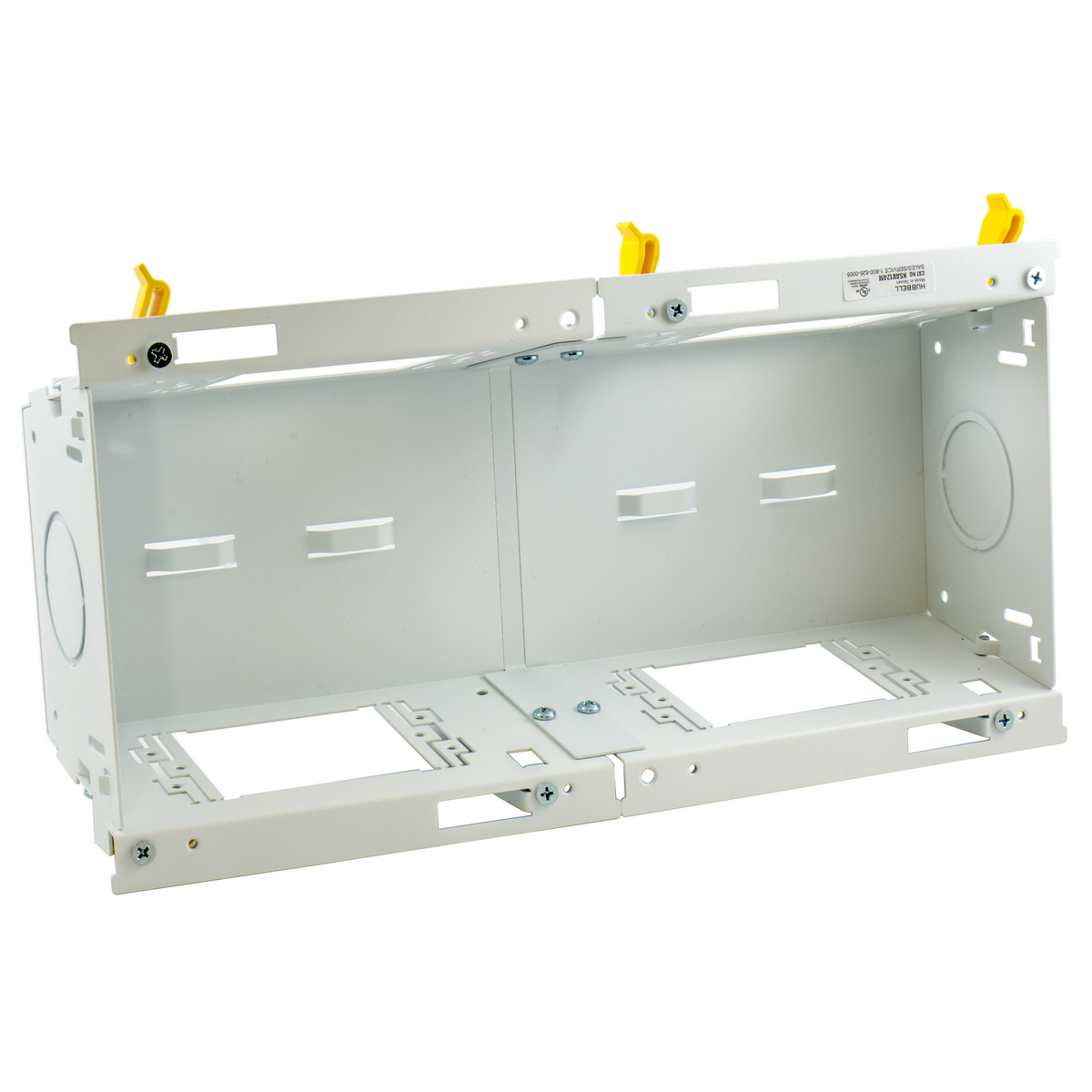 NSAV124M 4-Gang Folded Metallic Standard In-Wall Enclosure, 7.92 in L x 7.92 in W x 3.37 in D, Steel