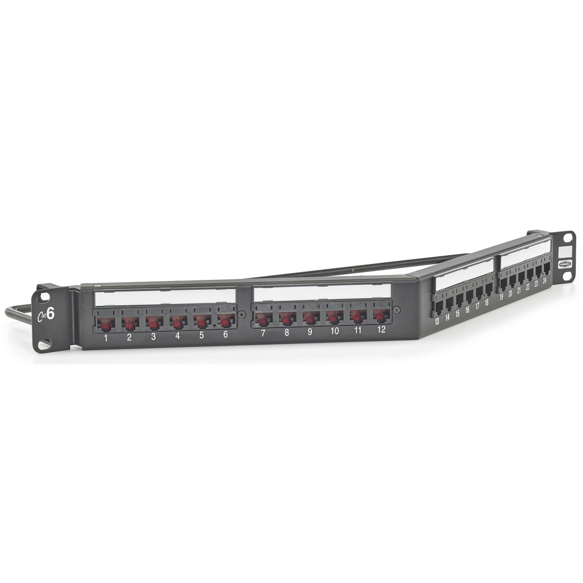 HP624A 1U Angled Universal Wiring A/B Patch Panel, 24 Ports, Cat 6, Steel