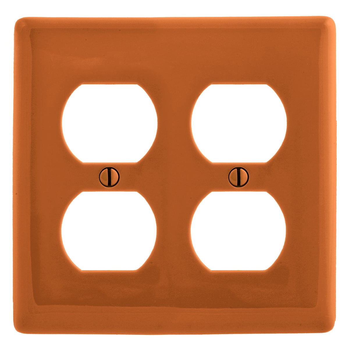 NP82OR Standard Receptacle Wall Plate, 2 Gangs, 4.68 in W x 4.63 in H x 0.25 in D, Nylon, Orange