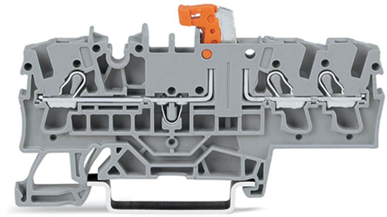 2002-1774 Operating Tool Test Terminal Block, 400 V, 16 A, 22 to 12 AWG Wire, 2 Poles, DIN Rail Mount