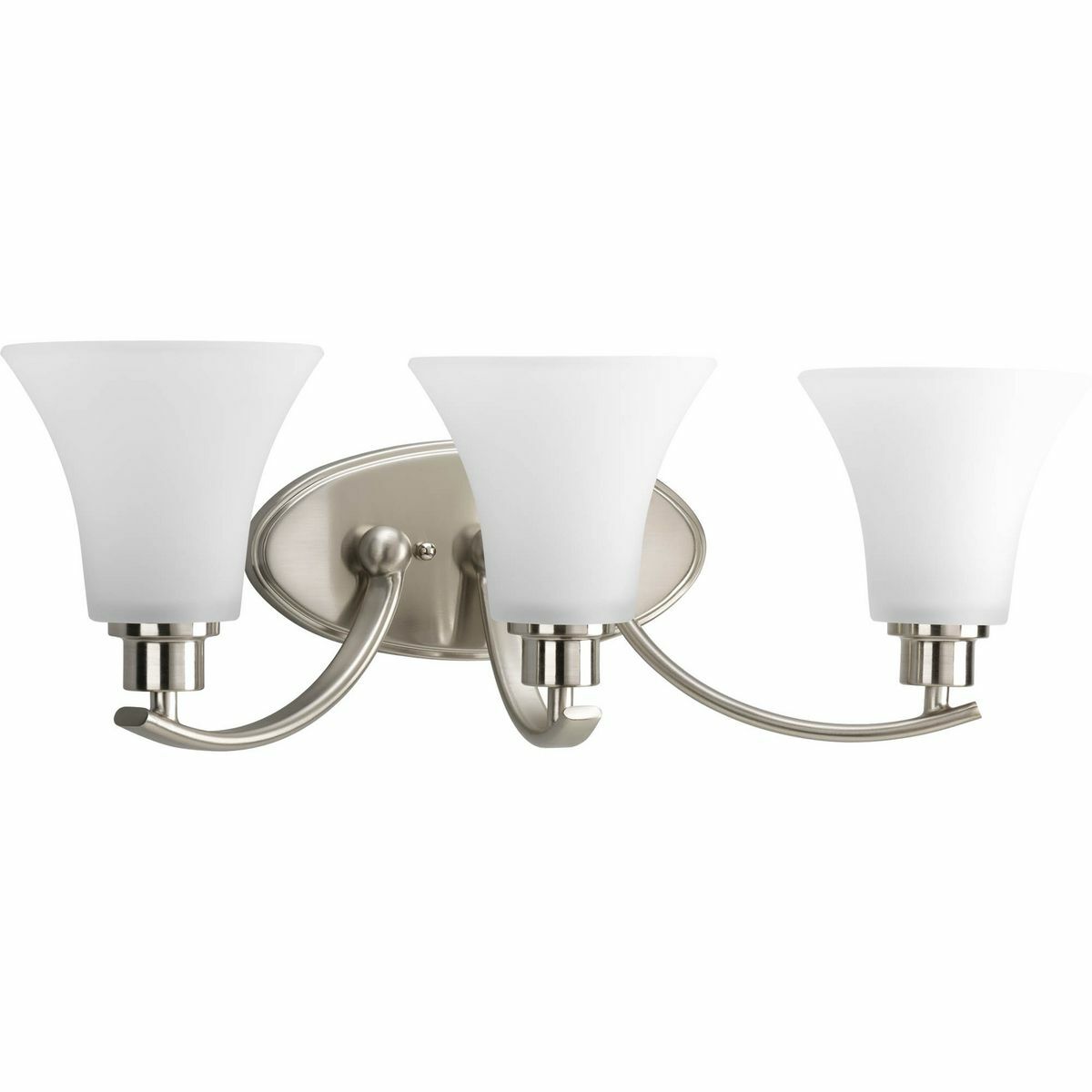 P2002-09 Joy Bath and Vanity Light, (3) A19 Lamp, 120 V AC, Brushed Nickel Plated Housing