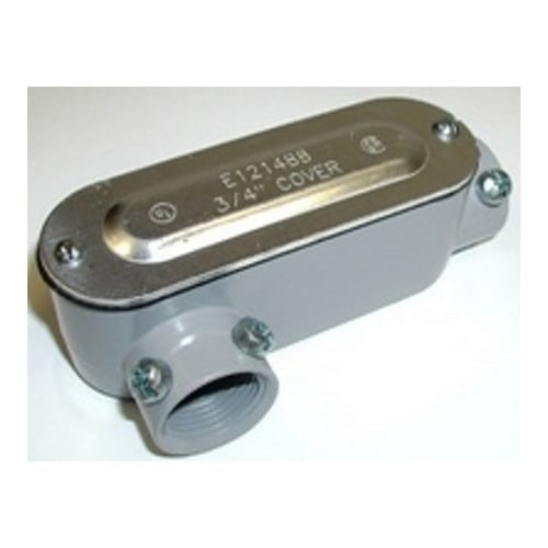 LR-43CGC Bridgeport 5 Series Type LR Combination Conduit Body With Cover and Gasket, 1 in Hub, 85 Form, 10.8 cu-in Capacity, Aluminum, Enamel Coated