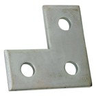 Plate, Corner, Height 3-1/2 Inches, Length  3-1/2 Inches, Width 1-5/8 Inches, Hole Diameter 1-5/8 Inches, Hot-Dip Galvanized Steel