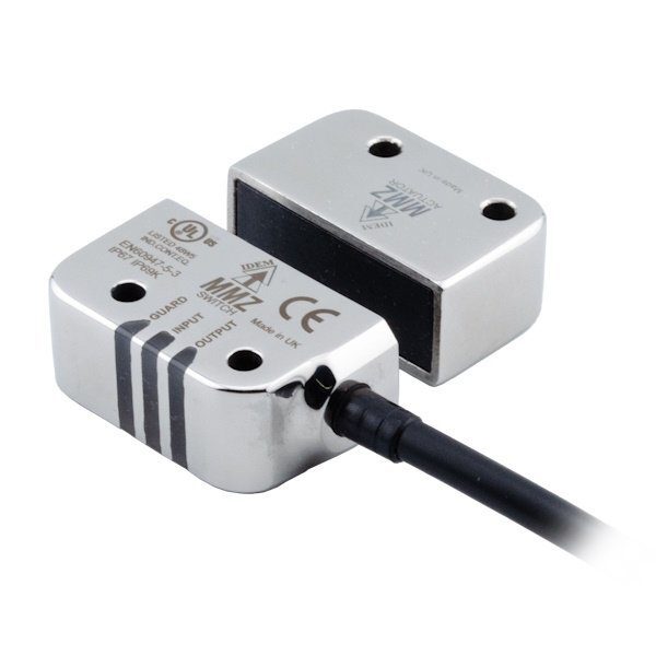 MMZ-A Non-Contact RFID Safety Interlock Switch, Stainless Steel, 2 OSSD, 24VDC, 1NO, 5M Pre-Wired