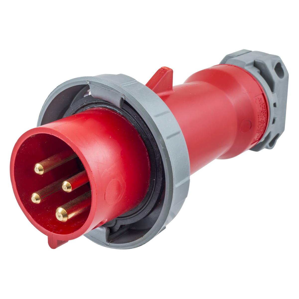 HBLS460P7W Advantage Heavy Duty Switched Watertight Mating Plug, 480 VAC, 60 A, 3 Poles, 4 Wires, Red