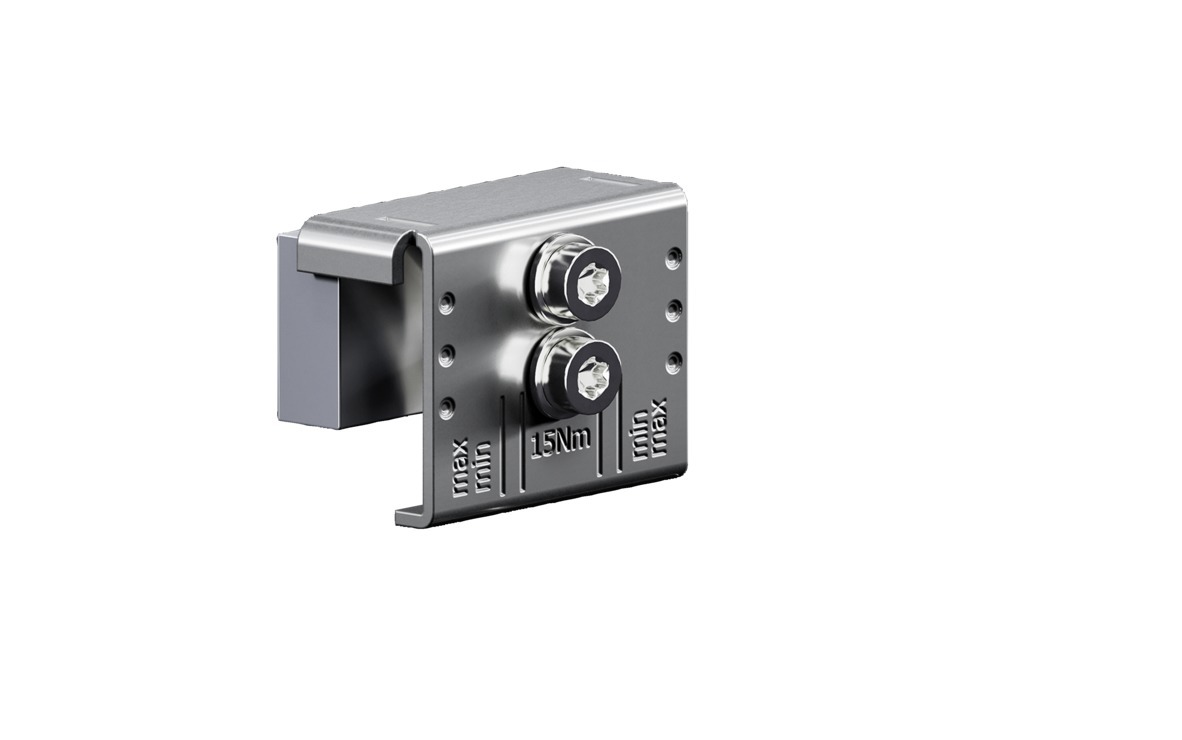 RX Baying connector for E-Cu 15x5-30x10 mm, L: 45 mm