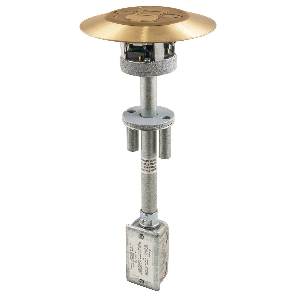 PT2X2BRS 2X2 Fire-Rated Flush Standard Poke-Through Complete Unit, 3 in Hole, 7 in Dia x 0.58 in THK Cover, Composite