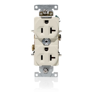 C5362-T Duplex Heavy Duty Indented Face Self-Grounding Straight Blade Receptacle, 125 V AC, 20 A, 2 Poles, 3 Wires, Light Almond