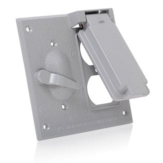 WM2SD-GY Outlet Box Cover, 4.71 in L x 4.61 in W x 0.93 in D, Weatherproof Cover, Aluminum