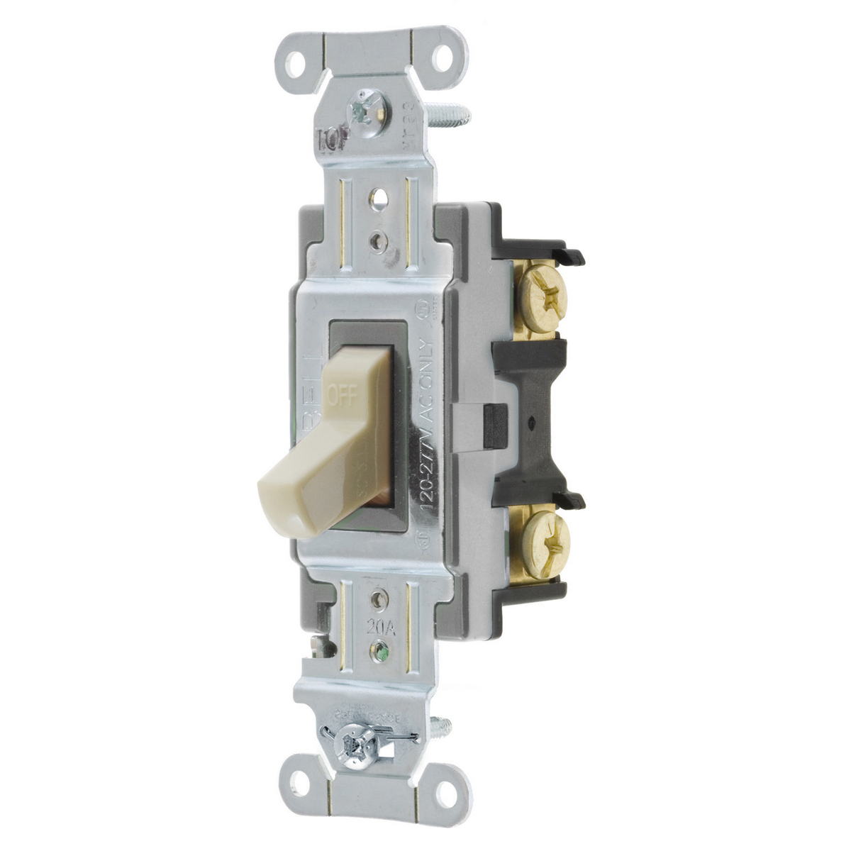 CSB120I 2-Position Standard Toggle Switch, 120 to 277 V AC, 20 A, 5540 W Power Rating, 2-Position Contact