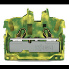 2-conductor miniature through terminal block; with operating slots; 2.5 mm; Center terminal block without snap-in mounting foot, without mounting flange; side and center marking; with test port; Push-in CAGE CLAMP; 2,50 mm; green-yellow