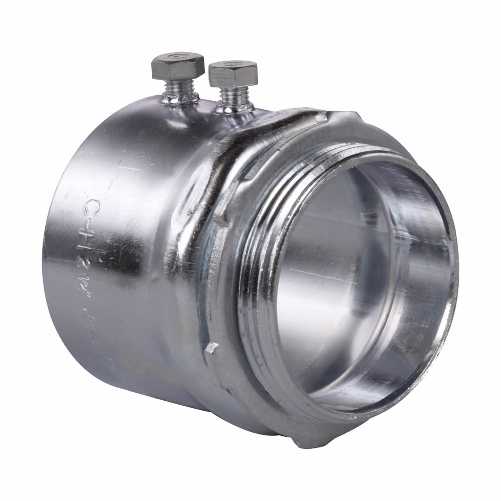 458 Non-Insulated Setscrew Straight Threaded Connector, 3-1/2 in Trade, For Use With Thin Wall EMT Conduits, Steel, Zinc Plated