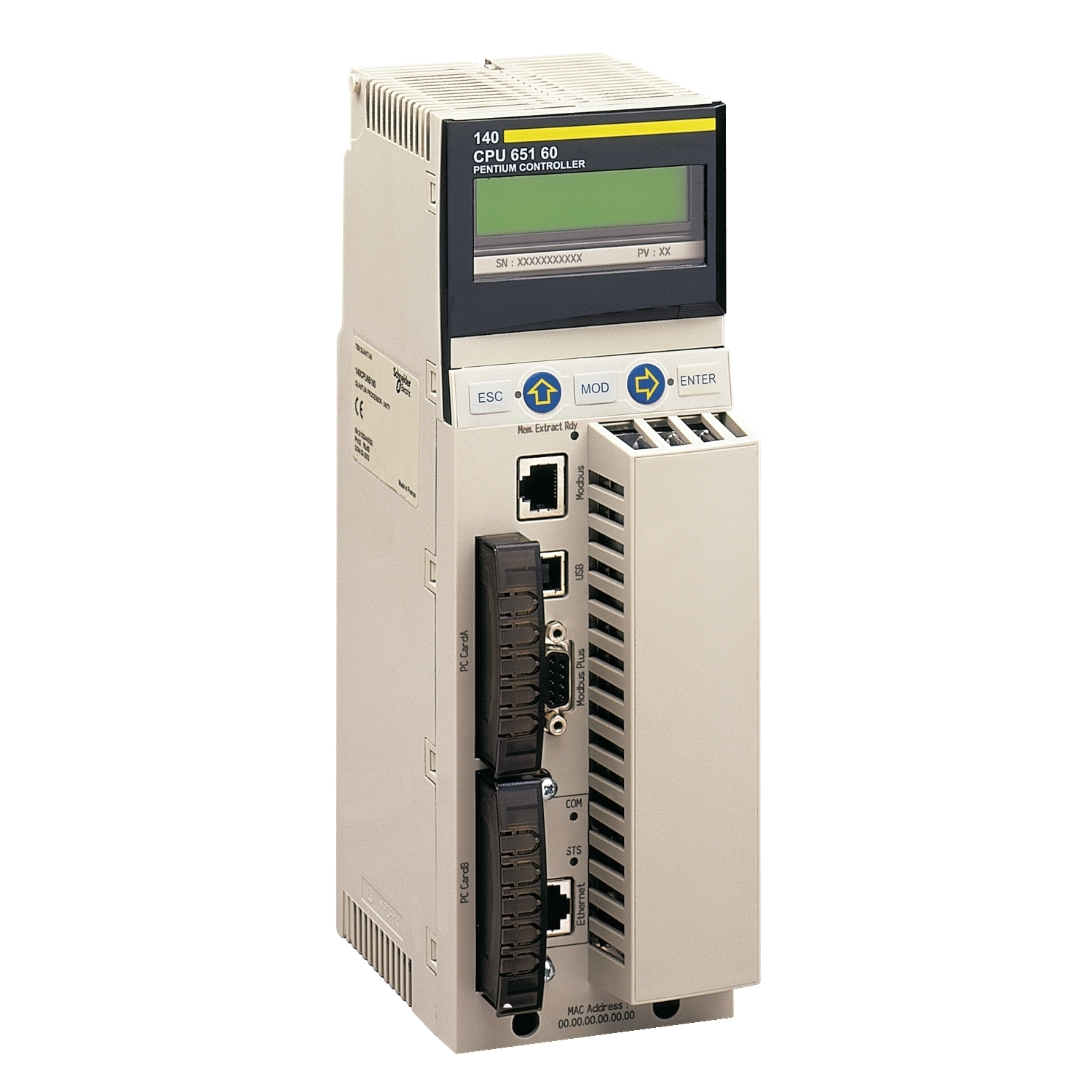 140CPU65150 Modicon Quantum Unity Processor, 512 kB Input/Output, Unlimited Local/1984 S908 Remote Expansion Racks