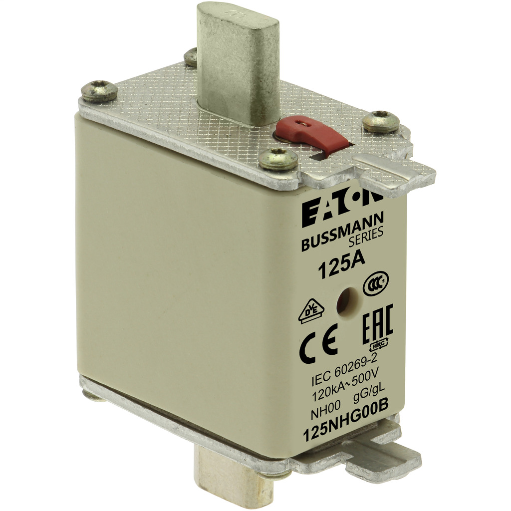 125NHG00B Low Voltage Non-Indicating Size 00 NH Fuse Link, 500 V, 125 A, For Use With Class C gG/gL Fuse, Ceramic
