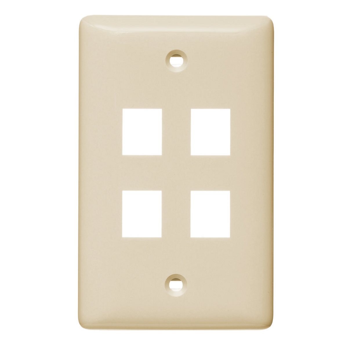 NSP14LA Rear Load Standard Molded Keystone Faceplate, 1 Gangs, 4 Ports, Audio/Video/Voice/Data/Multimedia Module, Fastened Mount, High-Impact Thermoplastic