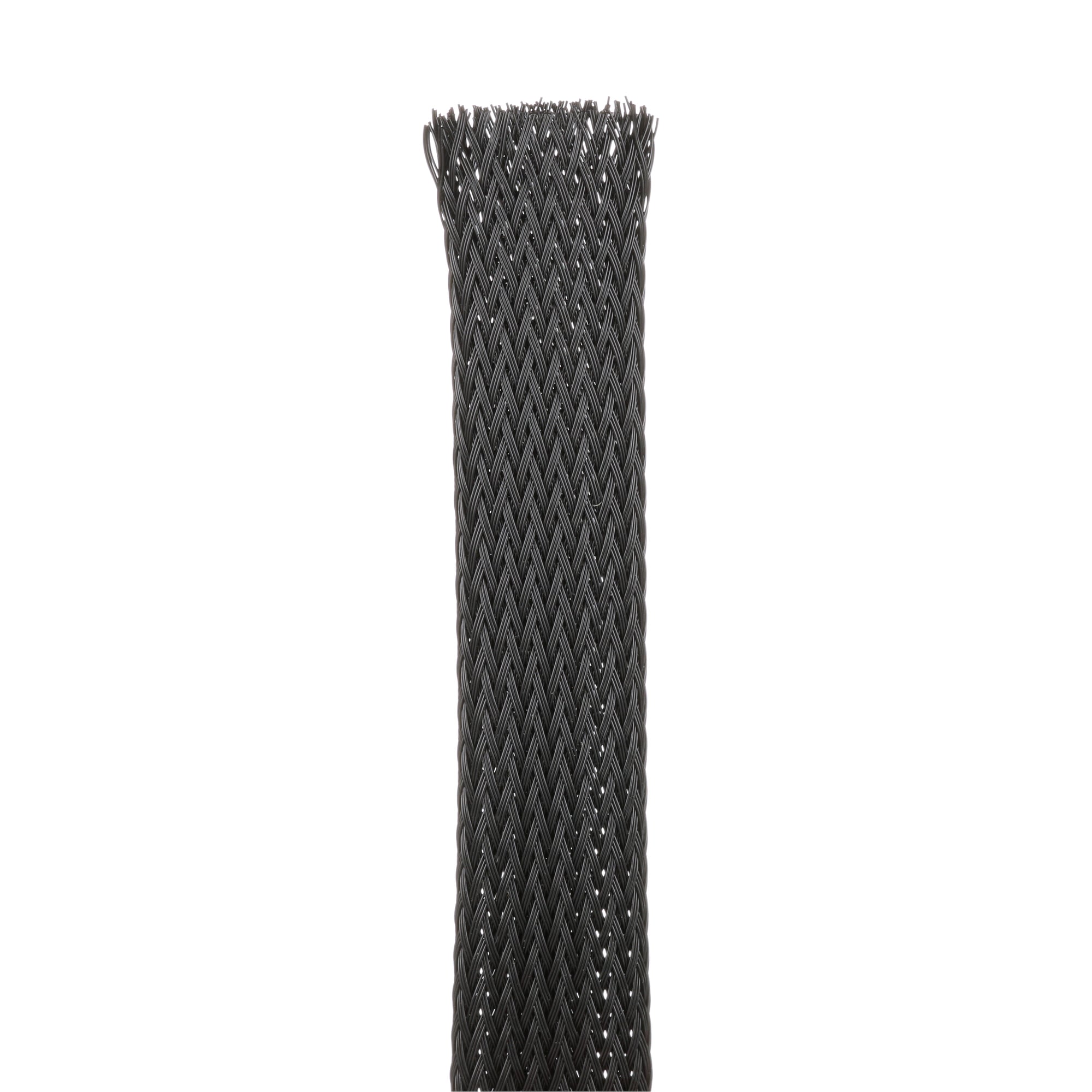 SE125PSC-LR0 Pan-Wrap Expandable Fray-Resistant Braided Sleeve, 1-1/4 in Dia x 50 ft L Sleeve, Polyethylene Terephthalate, -94 to 257 deg F, Black