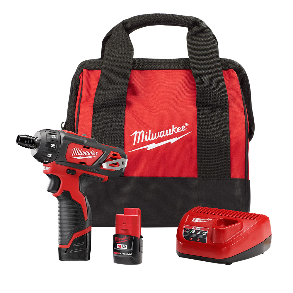 2406-22 M12 Compact Cordless Screwdriver Kit, 1/4 in Chuck, 12 V DC, 275 in-lb Torque, Li-Ion Battery