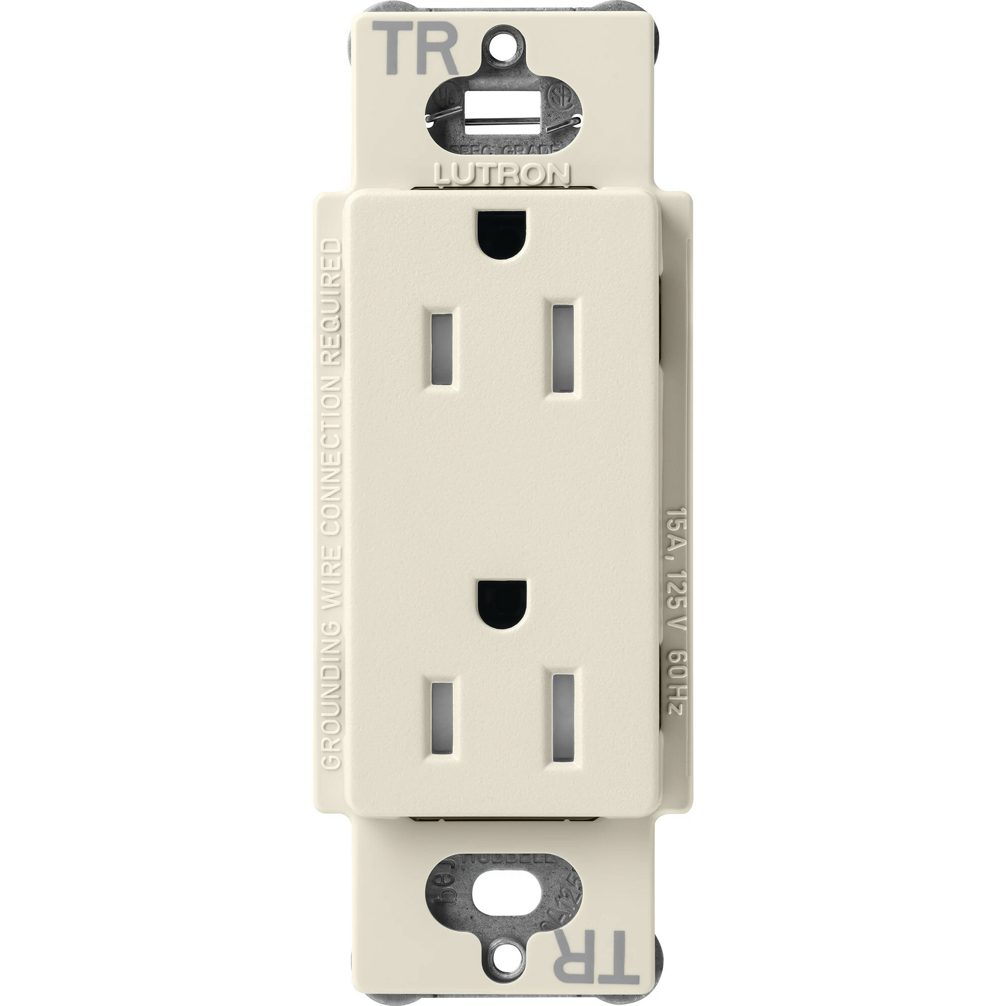 SCRS-15-TR-PM Claro Tamper-Resistant Duplex Receptacle, Decorator-Style Outlet, 15 Amp, Satin, Pumice