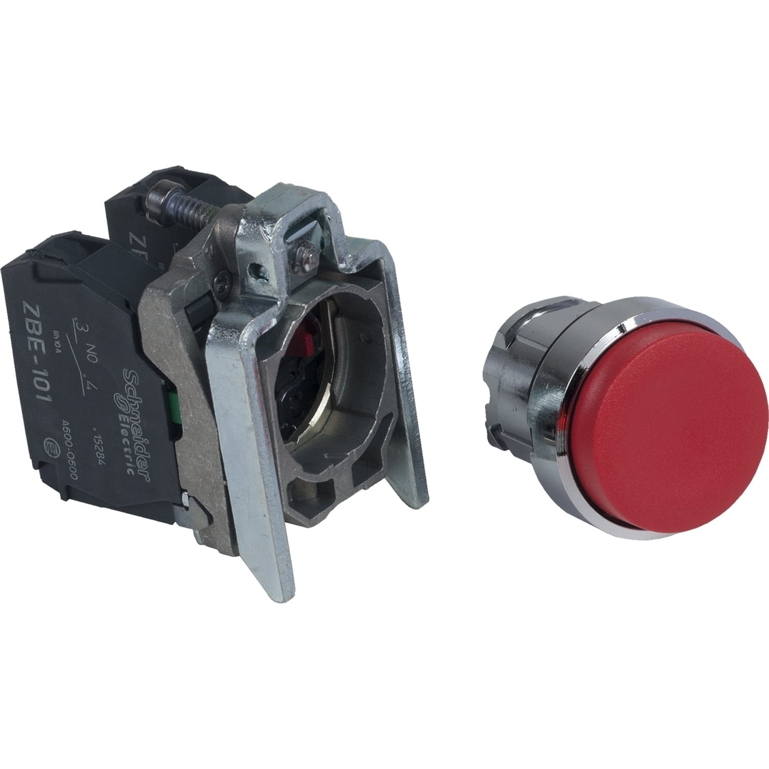 XB4BL45 Harmony Complete Corrosion-Resistant Dusttight/Watertight Non-Illuminated Pushbutton, 22 mm, 1NO-1NC Contact, Slow Break Contact, Red